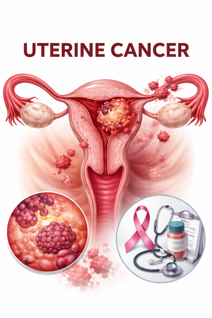 Uterine cancer tumor illustration by Krishna Cancer Hospital Bhopal
