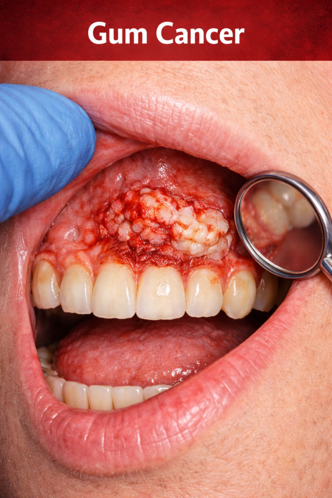 Gum cancer tumor on upper gums diagnosed and treated at Krishna Cancer Hospital Bhopal