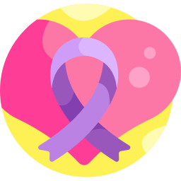 Cancer awareness ribbon icon representing oncology support and cancer care services